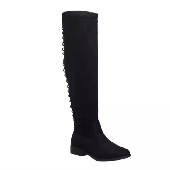 NEW! French Connection Over-the-Knee Micro Suede Boots /Size 7.5 US/ Black - Picture 2 of 8